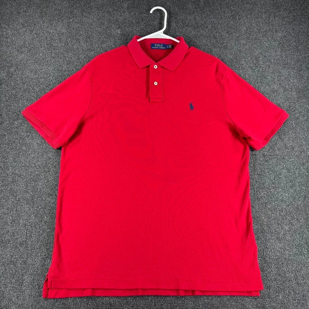 Polo Ralph Lauren Polo Shirt Mens L Large Red Short Sleeve Pony Logo Cotton